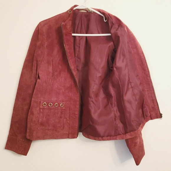 Ruff Hewn Burgundy Sued Leather Jacket - Picture 5 of 10